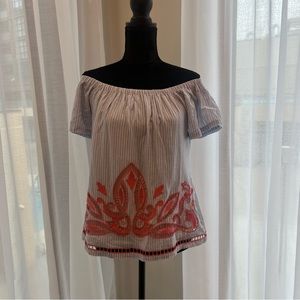 Blue and White Stripe Off the shoulder top